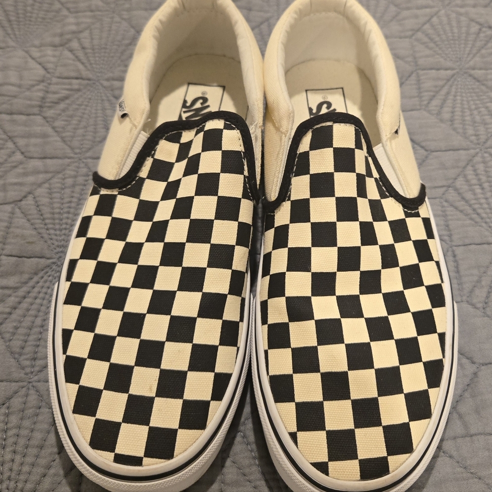 Vans Classic Slip-On Checkerboard Black and White Sneakers